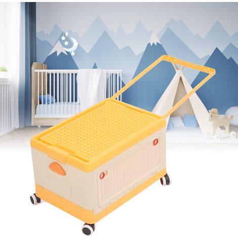 Spielzeugaufbewahrungsbox mit Rollen, Baustein-Organizer für Kinder, orangefarbenes PP, 42 x 29 x 28 cm, 6-teilig, faltbar (1/5)