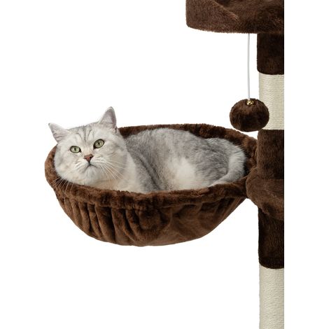 lionto 2er Set Liegemulde für Kratzbäume, Liegefläche mit stabilem Metallrahmen & Stoffbezug, 40 cm Durchmesser, 15 cm Tiefe, braun