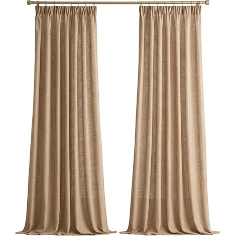 Tende in lino Semitrasparenti Eleganti 2 Pezzi 140x145 cm Marroni (1/5)