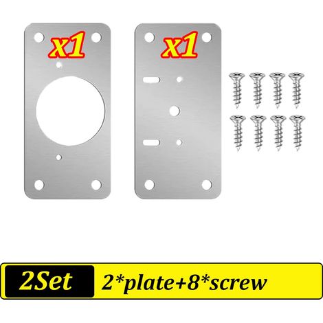 Kit de réparation de charnières de porte d'armoire (2 ensembles) : plaque de montage en acier inoxydable, outil de réparation inclus. (1/5)