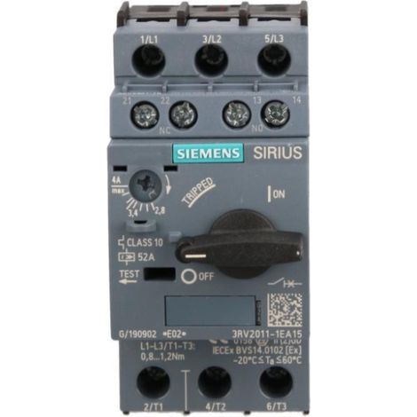 Disyuntor de motor 3P 2.8-4A 1Z 1R S00 3RV2011-1EA15