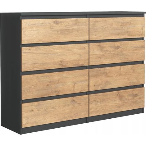 Cassettiera 8 cassetti : Antracite / Rovere Lancelot, 120 x 101 x 39 cm (1/5)