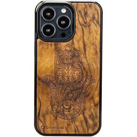 Holzhülle für iPhone 13 Pro Hamsa Imbuia (1/3)