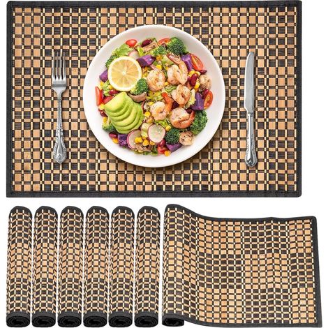 Lot de 8 sets de table en bambou lavable, antidérapant et résistant à la chaleur. (1/5)
