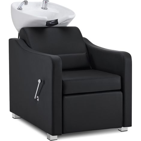 BarberPub Friseurstuhl mit Waschbecken W8675 (Weiß/Kunstleder)