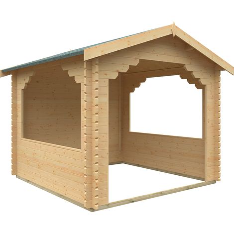 10x10 The Stowe 44mm Log Cabin - L295 x W295 x H272.6 cm - Solid Wood/Softwood/Pine - Natural