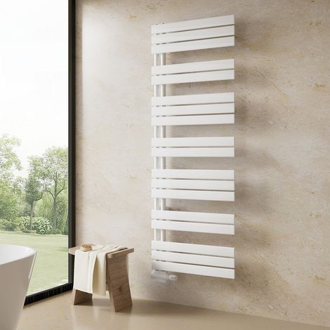 Heilmetz Sèche-serviette eau chaude Radiateur sèche-serviettes eau chaude, Plates Ouverture Latérale, Blanc 1662x600mm 977W