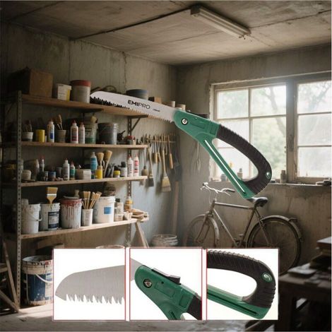 Scie de jardin pliante de type D [portable 180 mm] dents en acier à haute teneur en carbone taille d'arbres fruitiers/façonnage de jardin poignée antidérapante scie à main pour l'exploitation fore (1/3)