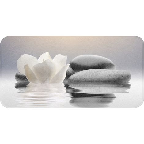 TAPPETINO DA BAGNO Pietre - Loto - Bianco - Acqua - Zen 120x60 cm