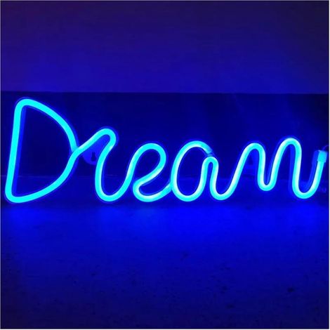 Neon-Leuchtschild „Blue Dream“, LED-Leuchtschild „Dream“, USB-betriebene Neon-Buchstabenlampe als Nachtlicht, Dekorative Leuchte für Schlafzimmer, Zuhause, Bar, Party (1/3)
