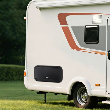 Wohnmobil Zugangstür 61x30.5cm, Aluminiumlegierung, Mit Schloss & 2 Schlüsseln, Schwarz, Direkter Austausch (1/5)