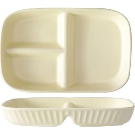 1 Assiette Compartimentée Porcelaine, 3 Sections Contrôle Portions, Résistant Micro-ondes, Pour Régime Adulte