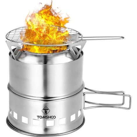 Réchaud à bois portable pliable et coupe-vent, réchaud à bois compact en acier inoxydable, réchaud à alcool idéal pour le camping, les pique-niques et les barbecues. Réchauds de cuisine portables. (1/5)