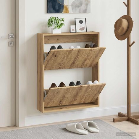 vidaXL Wall-Mounted Shoe Cabinet DELFT 71 x 17 x 86 cm Engineered Wood (1/5)