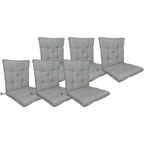 Set Cuscini Sedia Con Schienale Imbottiti Con Laccetti Banda Elastica 40 x 80 Cm Grigio - 6 Pezzi