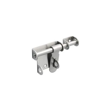 Robuste Verrou Porte Coulissante - Exterieur/Interieure, Loquet Portail en Acier Inoxydable pour Fenêtre, Placard et Jardin, Finition Brossée, Barre de 120MM (1/5)