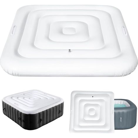 1 cubierta para spa, 135x135cm, PVC, asa reforzada, aislamiento térmico, protección contra el polvo, para jacuzzi exterior. (1/5)