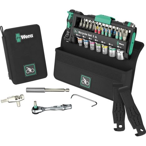 Wera Kit de reparación para bicicleta duradero en cromo 40 herramientas