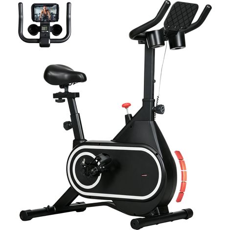 SPORTNOW bicicleta estática con resistencia magnética ajustable pantalla LCD volante silencioso y soporte para botella carga 120 kg
