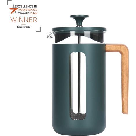 La Cafetière Pisa Cafetera de Acero Inoxidable, Prensa Francesa 8 Tazas, Verde, Caja de Regalo
