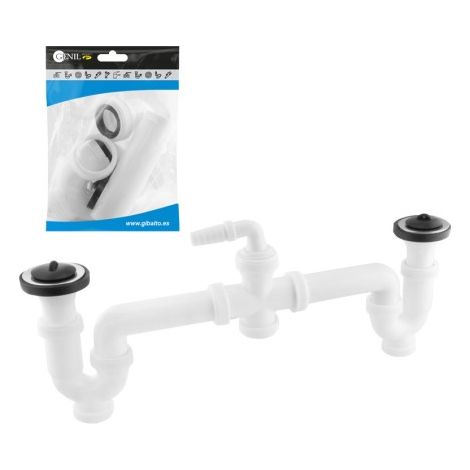 Siphon Courbé Extensible Double S/Réglable + Réducteur + Une Sortie Auxiliaire, GENIL. (1/5)