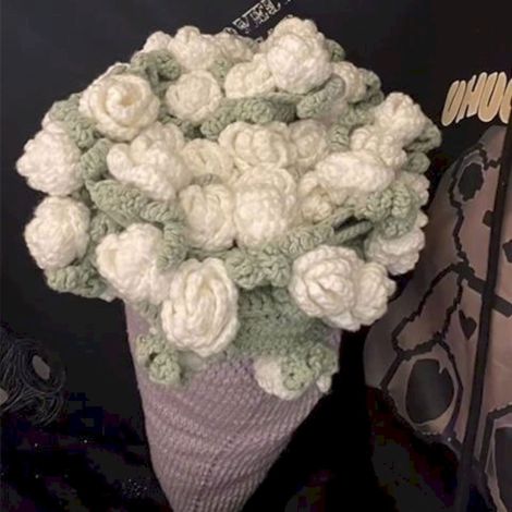 Couverture À Crocheter - Bouquet De Roses En Fleur - Diamètre 110 Cm - Coton - Pour Adulte (1/5)