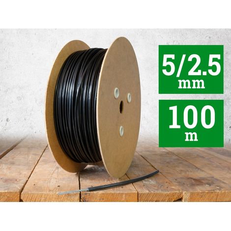 CABLE DE ACERO EN PVC DE 5 mm, negro, con cuerda de 2,5 (1x19), 100 m (rollo) (1/5)