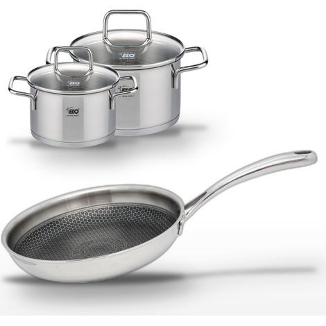 Lot Poêle 28 cm & 2 Faitouts 16/20 cm Elo Relief Evolution (1/5)