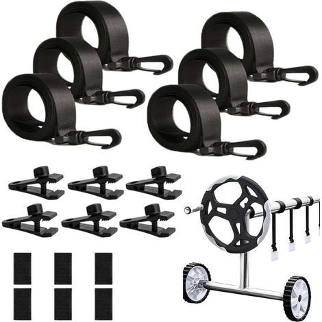 Lot De 6 Sangles De Protection Pour Bâche De Piscine, Enrouleur De Piscine, Sangles De Fixation Pour Bâche De Piscine, Lot De 6 Bandes De Fixation Et Pinces, Sangles De Fixation Faciles À Installer (1/5)