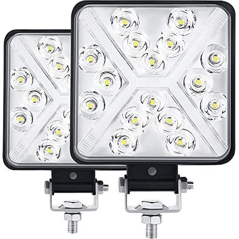 Pair 4” Tractor LED Work Light 300W 12000LM 6000K 4x4 LED Headlight IP67 Motorcycle LED Additional Lights Square 8D Lens Extremely High Brightness for Tractor SUV Truck Garage Garden (1/5)