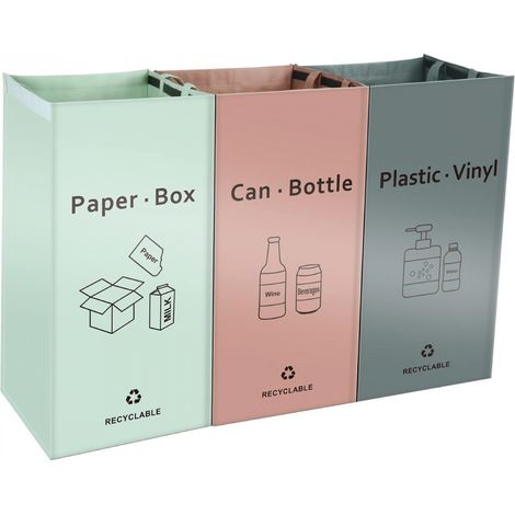 Lot de 3 sacs de recyclage réutilisables pour tri sélectif - 160L - Linxor
