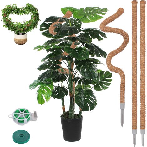 Tuteur en mousse (3 pièces) de 127 cm (50 pouces) - Support pour plantes Monstera - Long tuteur en noix de coco pour plantes grimpantes - Convient aux pothos, philodendrons et plantes en pot d'intérie (1/4)