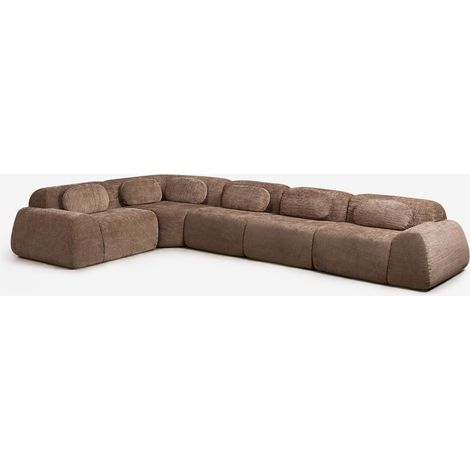 Sofá modular rinconera de 5 piezas en chenilla envasado al vacío Merida SKLUM       