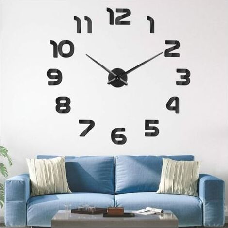 Horloge Murale DIY Sticker Mural Horloge Moderne Pendule Murale Horloge Murale Silencieuse 120 cm pour Salle de Bain La Chambre Bureau Hôtel Noir (1/5)
