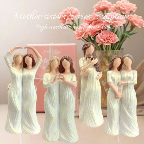 Statuette mère et fille, cadeau d'anniversaire pour sœurs, statue de famille enlacée, décoration de table pour salon et chambre, cadeau pour meilleures amies et femmes, cadeau parfait pour la Saint-Va (1/4)
