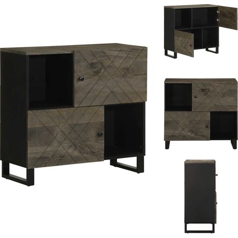 Buffet noir 80x33x75 cm bois massif de manguier - Buffet - Buffets - Meuble De Rangement - Meuble Buffet (1/5)