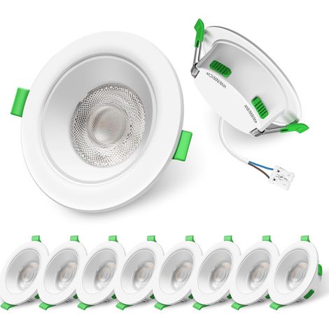 Spot LED Encastrable 7W 230V Dimmable, 3000K 4000K 6500K Couleur Réglable Spot Salle de Bain IP65, Extra Plat 29mm Spot Plafond, Lot de 6, Rond Blanc