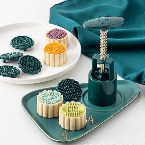 Moule à gâteau de lune à main, motif fleurs exquises, mi-automne, pour la fête. Moule à gâteau de lune à pression manuelle, durable. (1/5)