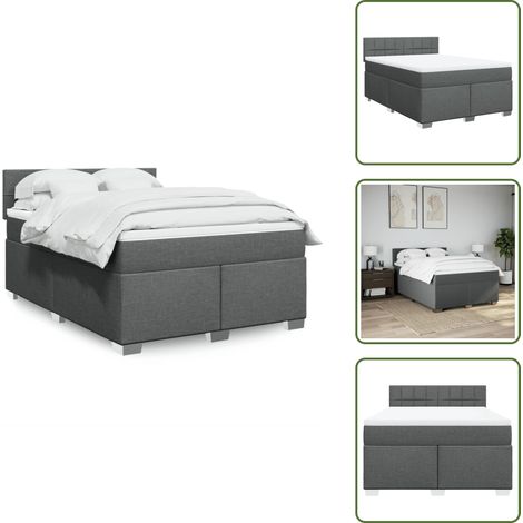 Boxspringbett mit Matratze Dunkelgrau 160x200 cm Stoff - Boxspringbett - Boxspringbetten - Bett - Bett Mit Stauraum (1/5)