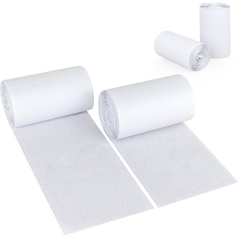 Rubans auto-agrippants Heavy Duty Hook Loop tape with adhesive, Rouleau de fixation à dos adhésif,ruban d'installation pour la maison, le bureau, le bricolage et l'artisanat (Blanc 11cm2m) (1/5)