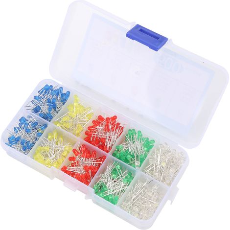Boîte de 500 ampoules LED rondes assorties, 5 couleurs, 3 mm, F3 (1/5)