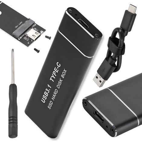 Boîtier pour disque dur USB-C 3.1, adaptateur SSD M.2 NGFF SATA III, baie de lecteur (1/5)