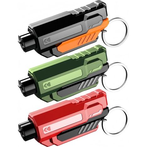 Portachiavi rompivetro e tagliacinture di sicurezza, martello di sicurezza 2 in 1 per auto, vetro subacqueo, strumento di emergenza per la fuga da veicoli (3, rosso-verde-arancione)
