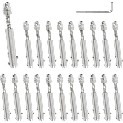 Tendeur Cable Inox pour Cable Inox 4mm, Tendeur en inox avec tige filetée et clé Allen, pour Fixation Hauba (1/5)