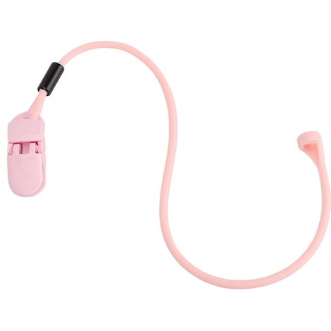 Clips pour appareils auditifs en silicone avec cordon anti-perte, accessoire de fixation pour appareils auditifs mono-auriculaires, rose fluo. (1/5)