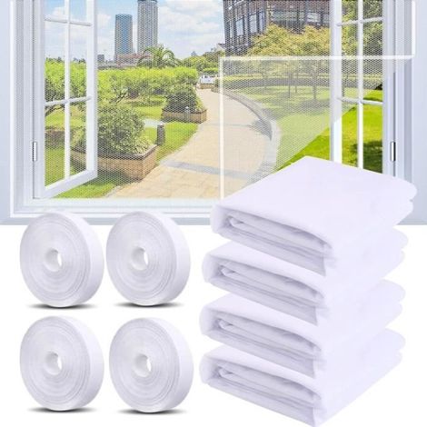 Moustiquaire - 130cm x 150cm - Installation sans perceuse - Ajustable - 4 Pcs avec bandes autocollantes (1/4)