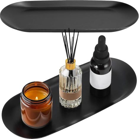 Plateau ovale en acier inoxydable, rangement multifonctionnel (2 pièces, noir, 9 x 3,7 pouces) (1/5)