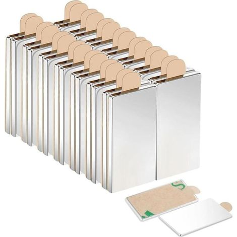 30 Pièces Aimants Adhésifs Puissants 20x10x1mm, Aimant Plats Autocollants par Paires, Magnets Rectangulaires en Néodyme pour Tableau Blanc, Réfrigérateur, Cuisine, Artisanat, Bricolage et Photos (1/5)