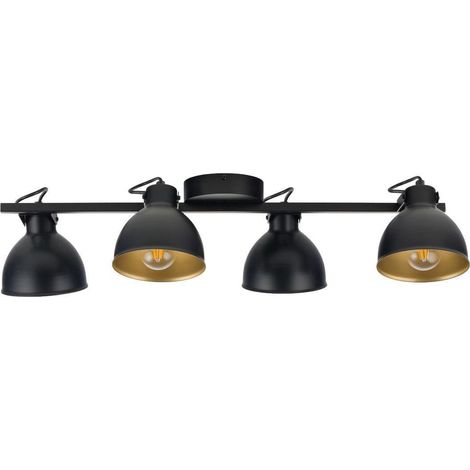 Plafonnier spot loft noir/or 4xE27 orientable Mars (1/3)