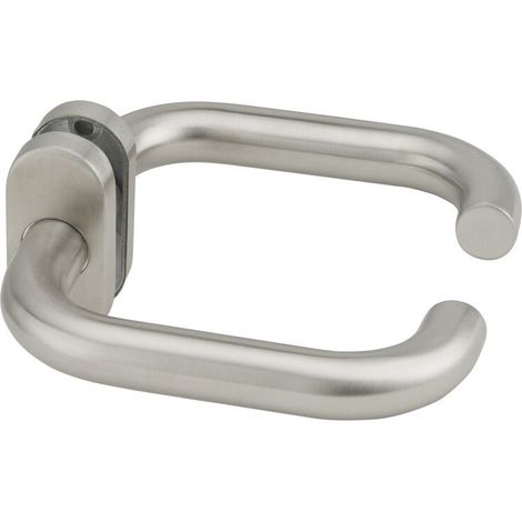 Paire de béquilles arrondies pour porte, carré 7 mm, aspect inox - (1/2)